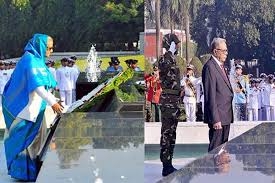 শিখা অনির্বাণে  রাষ্ট্রপতি মো. আবদুল হামিদ ও প্রধানমন্ত্রী শেখ হাসিনা